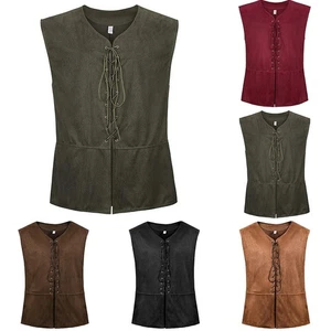 Gilet Uomo Tinta Unita Primaverile Steampunk Scollo V Invernale Cosplay Moda - Foto 1 di 11