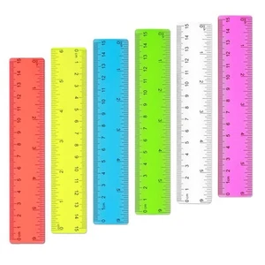 6 Pack Assorted Color Plastic Rulers - 6 Inch Clear Shatterproof Kids Ruler w... - Picture 1 of 7