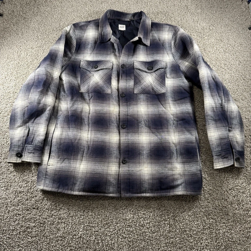 Camisa Suéter Gap Para Hombres Grande Azul Gris Chaqueta Cazadora Cómoda Preppy Informal Foto 1 de 4