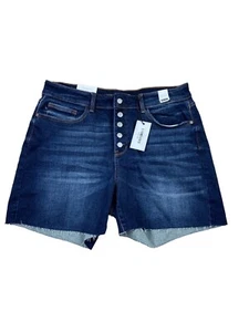 Judy Blue High Rise Dark Wash Button Fly Cut Off Denim Shorts Womens 2XL - Picture 1 of 5