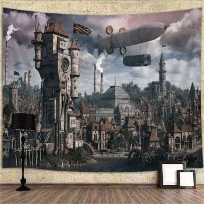 Fantasy Medieval City Extra Large Tapestry Wall Hanging Fabric Background Game - Image 1 of 4