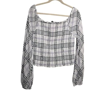 Blusa para mujer INC International Concepts camisa mediana a cuadros cuello cuadrado ajustada Foto 1 de 4