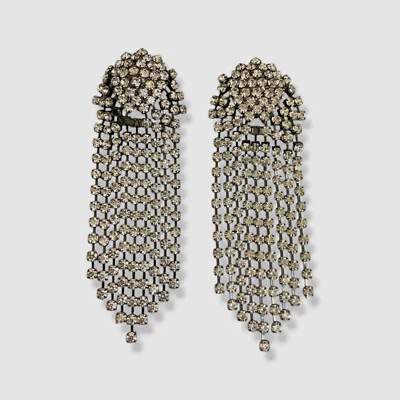 Brincos femininos Kenneth Jay Lane preto de metal pendurado com clipe de cristal - Imagem 1 de 2