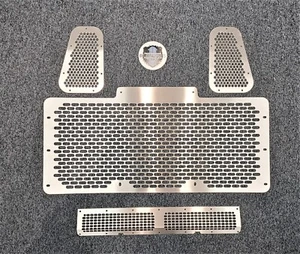 Brushed Stainless Steel Front Grille & Wing top Set Defender 90 110 130 BBK0128 - Picture 1 of 1