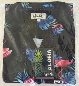 Aloha by UZZI Herren Hawaiihemd - Schwarz mit Flamingos - Knopfleiste - Kragen - Large - - Bild 1 von 6