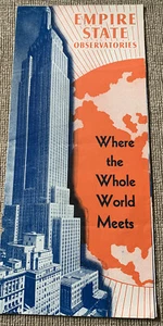 Vintage Empire State Observatories Brochure ‘Where The Whole World Meets’ NY - Picture 1 of 5