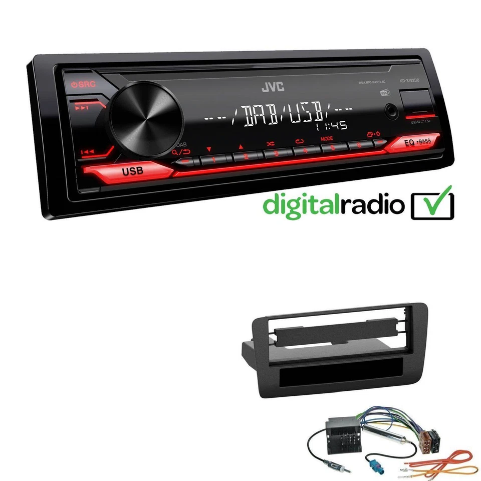 JVC 1-DIN Digital Media Autoradio DAB+ USB AUX für Audi A1 und Sportback - Bild 1 von 4