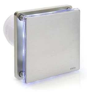 STERR - Silver Bathroom Extractor Fan with LED Backlight 100 mm / 4" – BFS1 - Imagen 1 de 3