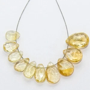 14.00 Cts Natural Citrine Faceted Pear Beads Loose Gemstones 7x5mm to 12x8mm - Picture 1 of 6