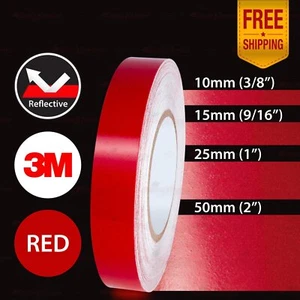 3M REFLECTIVE Safety Car Bike DIY Conspicuity Strip Decal Sticker RED 3/8" to 2" - Picture 1 of 15