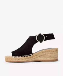 Rag & Bone Calla Espadrille Wedge Sandal Women 38.5 US 8.5 NWOB $395 Black Suede - Picture 1 of 19