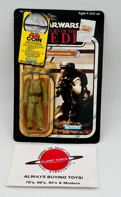 1983 Rebel Commando MOC Vintage Star Wars ROTJ Jedi 77 Back Fett Coin Offer NEW - Image 1 of 3