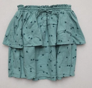 CAT & JACK GIRL'S SIZE XL 14-16 TIERED SKIRT GREEN with HEARTS ELASTIC WAIST - Picture 1 of 5