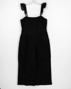 Mono J.Crew con Volantes en Ojales Bordados para Mujer Talla 12 Negro Forrado Recortado * - Imagen 1 de 8
