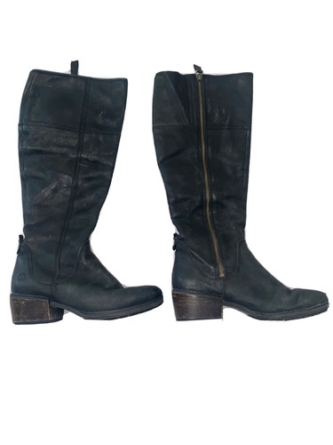 timberland womens long leather black boots size 7