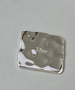 Christian Dior Compact Square Silver Tone Pocket Mirror VINTAGE USED - Picture 1 of 12