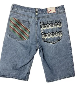 Coogi Shorts 40 Meas 38 Blue Denim Embroidered VTG Y2K Baggy Hip Hop Jean Jorts - Picture 1 of 13
