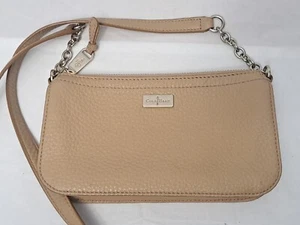 Cole Haan Logo Tan Pebbled Leather Crossbody Small Handbag Purse B41454 5"x 8.5" - Picture 1 of 16