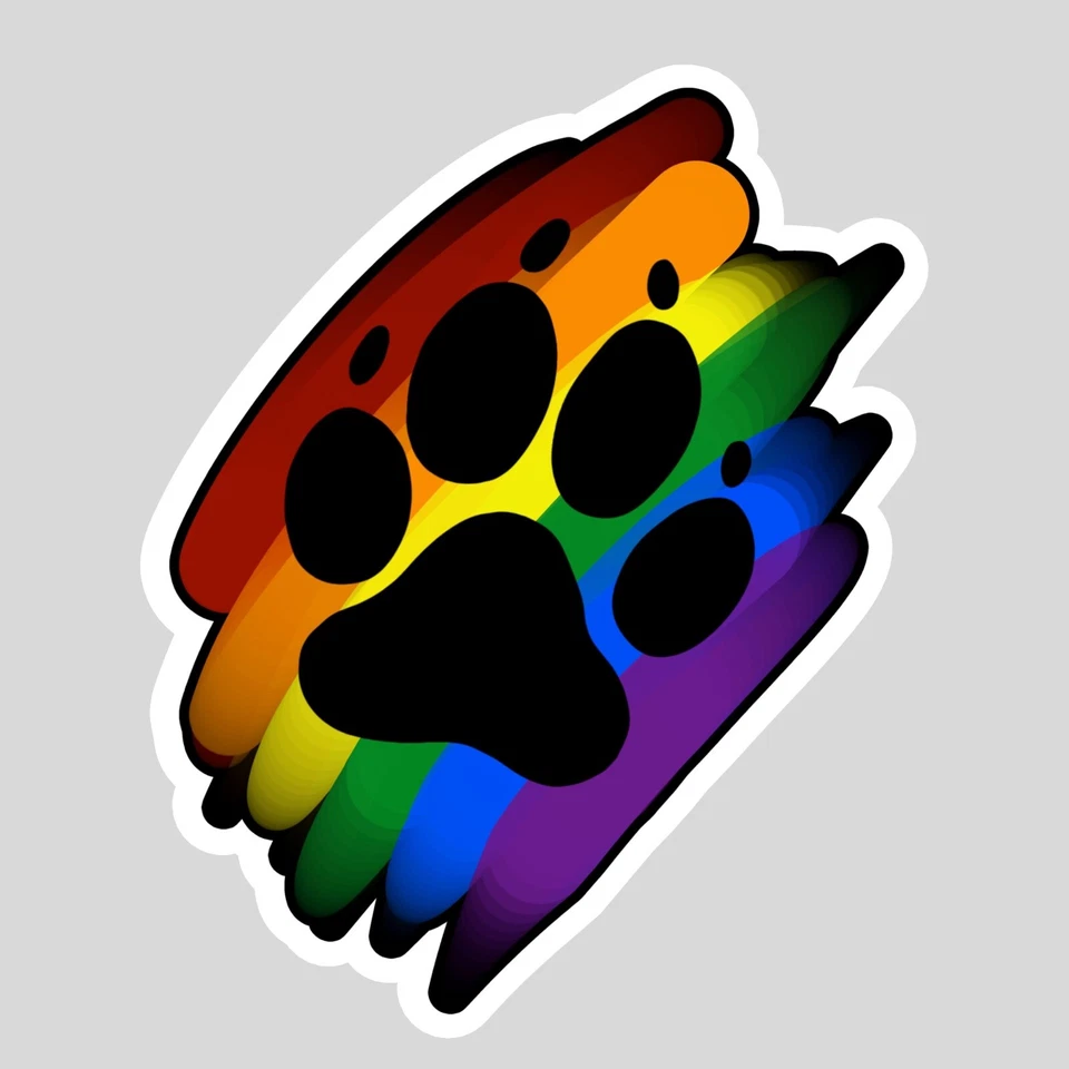 HANDMADE Gay Pride Bear Paw Sticker