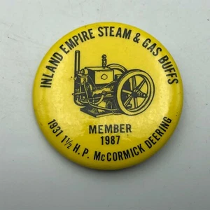 1931 McCormick Deering Pinback Member Pin 1987 Vintage Inland Empire Steam Gas - Picture 1 of 12