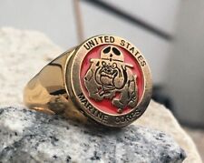 USMC MARINE CORPS RING USA BAGUE SIGNET GOLD SILVER PIN PATCH ARMY [D166]