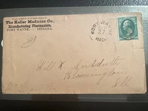 Keller Medicine Co Fort Wayne Indiana Postal Cover - Picture 1 of 2