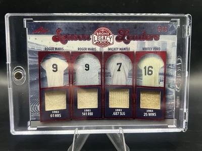 Camiseta cuádruple Leaf Bronx Legacy Season Leaders 2025 Maris/Mantle/Ford Sl-9 6/6 GU Foto 1 de 2