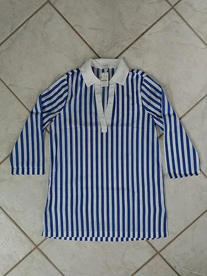 J. Túnica polo de playa Crew Factory vestido de natación azul blanco a rayas S BW209 Foto 1 de 4