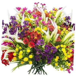 Lifelike Artificial Flowers Outdoor UV Resistant, 20-Pack Weatherproof Fade - Picture 1 of 8