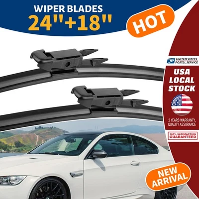 New Front Wiper Blade 24"+18" Set of 2 For BMW 325i 09-18 Durable Bracketless — 第 1/4 张图片