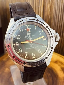 Reloj militar soviético anfibio URSS Vostok submarino Komandirskie 2414 #8325 - Imagen 1 de 23