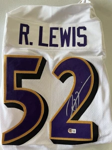 Camiseta deportiva firmada por Ray Lewis Baltimore Ravens réplica (blanca) Beckett auténtica HOF - Imagen 1 de 2