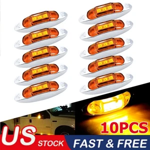 10x Amber 4" 3 LED Side Marker Clearance Lights for Truck Trailer RV Waterproof - Picture 1 of 12