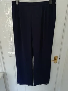 Jacques Vert 18 Trousers Navy Blue Smart Occasion Lined Elasticated Waist Ladies - Picture 1 of 12
