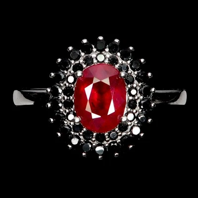 925 Sterling Silver Ring Oval Ruby 8x6mm Spinel Natural Gemstone Jewelry Size 7 - Image 1 of 4
