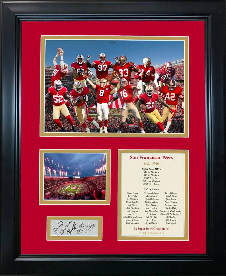 Framed San Francisco 49ers All-Time Greats Facsimile Engraved Auto 12"x15" Photo - Image 1 of 1