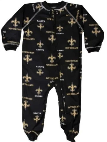 New Orleans Saints Black Logos Sleeper Pajamas Infant Baby Cover