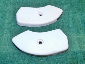 1965 1966 1967 Mustang GT Shelby Cougar Xr7 ORIG L+R PARCHMENT SEAT HINGE COVERS - Picture 1 of 3