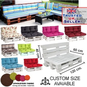 Premium Pallet Cushion Garden Cushions Quilted Seat pad &backrest 60cm deep seat - Picture 1 of 24