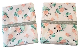 2 Fundas de Almohada Floral Coral y Verde Menta 20 X 30 Stan/Queen 100% Microfibra - Imagen 1 de 5