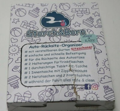 Auto Rückenlehnenschutz Kinder, Eulenmotiv Braun, Autositz-Schoner mit Taschen - Bild 1 von 2