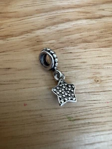 Genuine Pandora Silver & Clear Pave Star Dangle Charm - Picture 1 of 4