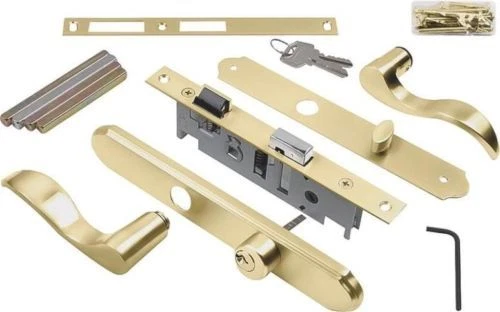 HAMPTON WRIGHT VMT115PB BRASS SCREEN STORM DOOR MORTISE LEVER LOCKSET 4149183 - Image 1 of 1