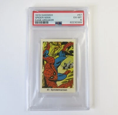 1978 Swedish Samlarsaker #57 Spider-man Spindelmannen PSA 6 Nice Centering - Image 1 of 2