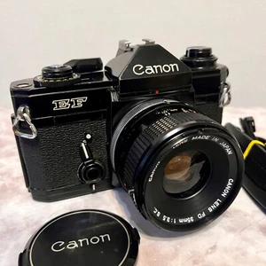 Canon EF SLR 35mm Film Camera w/ Canon Lens FD 35mm F3.5 s.c.! From Japan - Picture 1 of 24