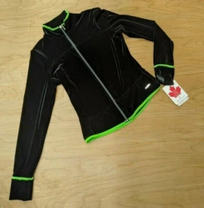 Mondor Black Velvet With Lime Green Trim Long Sleeve Zip Up Jacket Girls - Picture 1 of 6