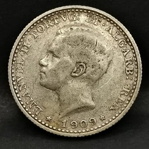 100 REIS ARGENT 1909 MANUEL II PORTUGAL / / SILVER - Picture 1 of 2