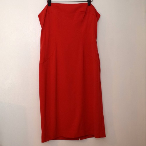 Abito rosso Ralph Lauren nero etichetta senza spalline lana taglia 14 San Valentino