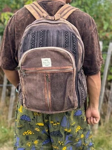 Handgefertigter Rucksack aus Baumwolle Stonewashed | Umweltfreundlich Nachhaltig Reisetasche - Bild 1 von 16