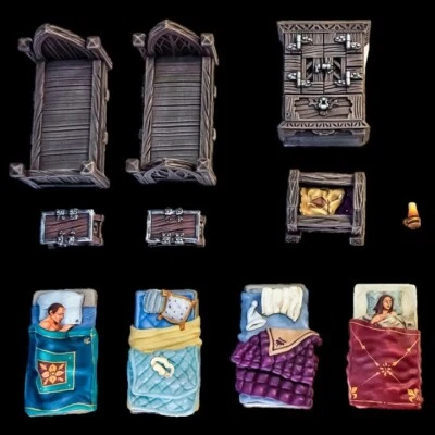 28mm Burgher's Bedroom Dungeons & Dragons DnD D&D Furniture Village  Scatter - Image 1 of 4